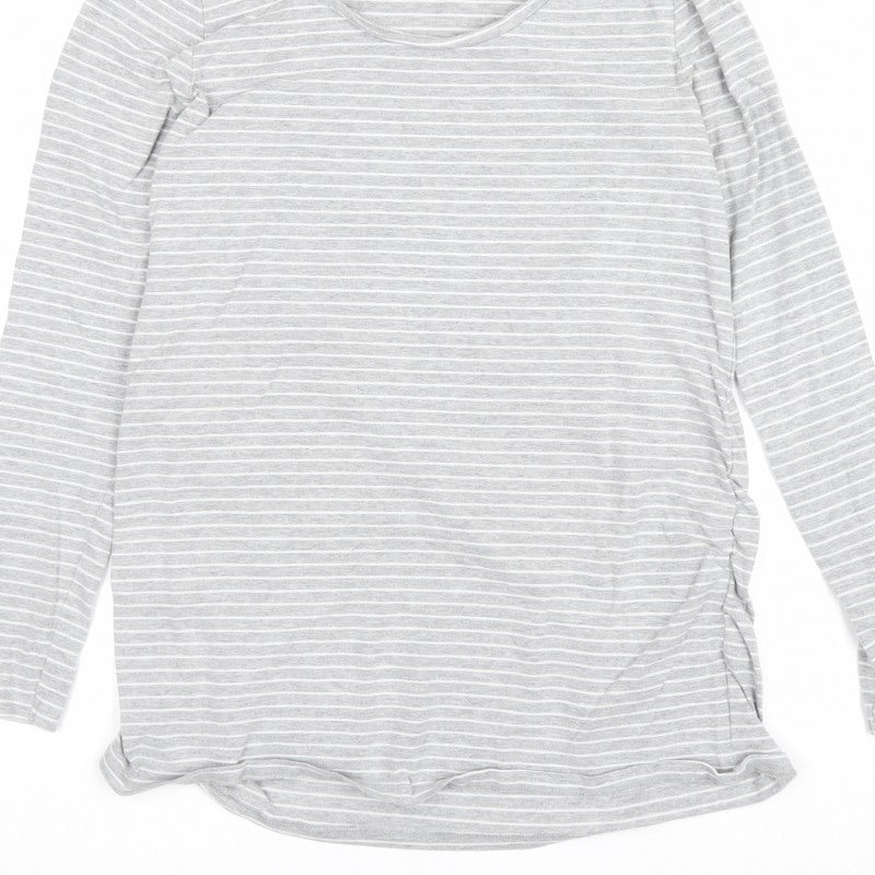 Blooming Marvellous Women Grey Striped M Maternity Tunic Long Sleeve Top