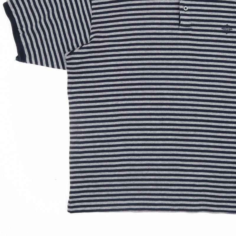Additional view of Maine New England Men's Blue Grey Striped Cotton Polo Shirt L