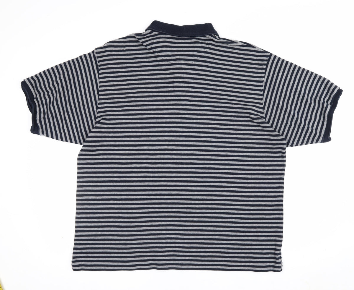 Additional view of Maine New England Men's Blue Grey Striped Cotton Polo Shirt L