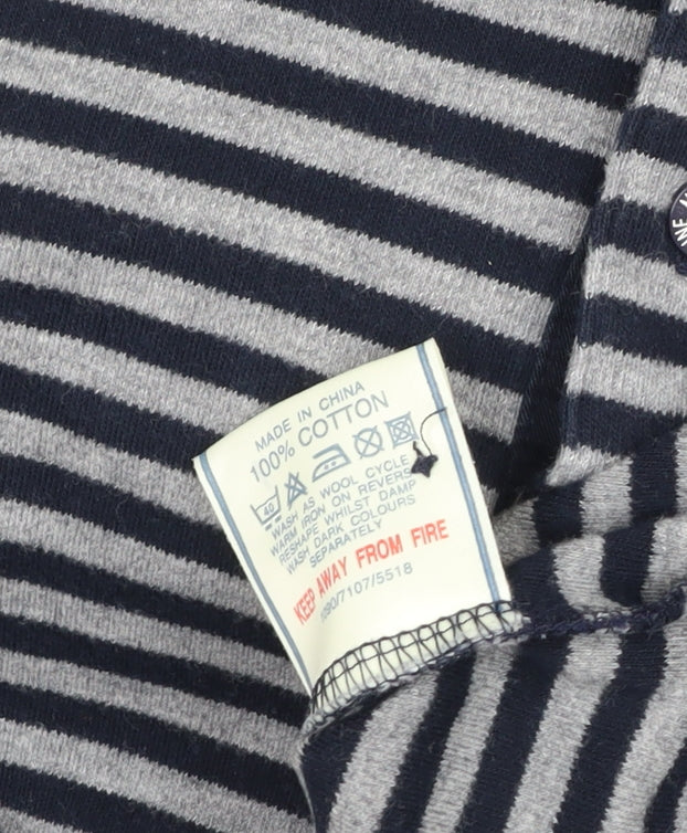 Additional view of Maine New England Men's Blue Grey Striped Cotton Polo Shirt L
