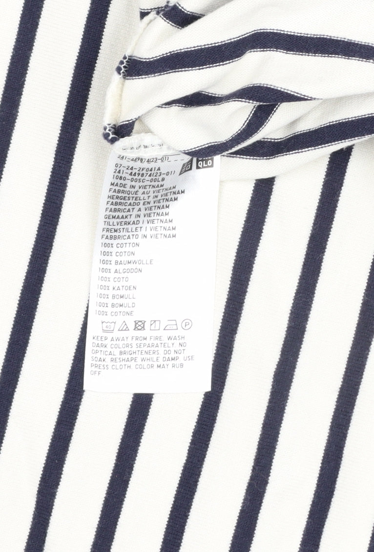 Uniqlo Women’s Navy White Stripe Boat Neck Cotton Long Sleeve Top S
