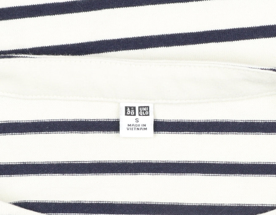 Uniqlo Women’s Navy White Stripe Boat Neck Cotton Long Sleeve Top S