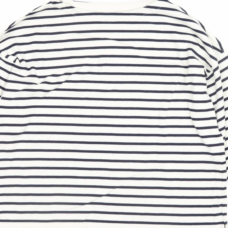 Uniqlo Women’s Navy White Stripe Boat Neck Cotton Long Sleeve Top S