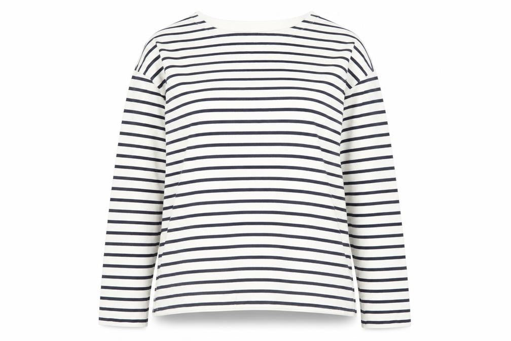 Uniqlo Women’s Navy White Stripe Boat Neck Cotton Long Sleeve Top S