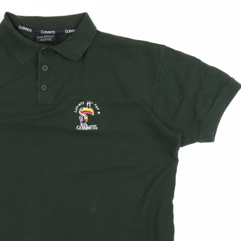 Guinness Men’s Green L Toucan Embroidered Cotton Polo Shirt