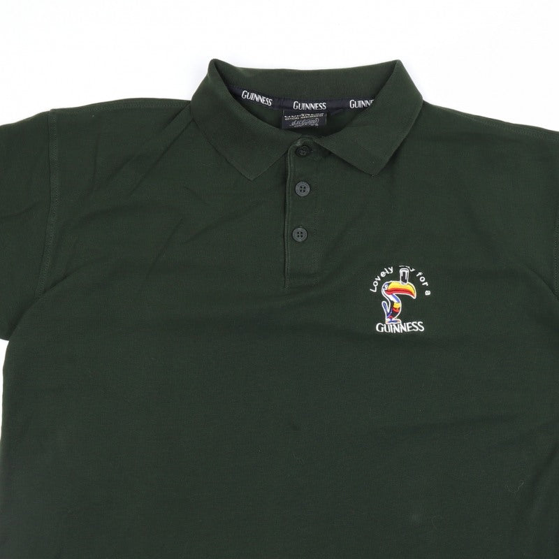 Guinness Men’s Green L Toucan Embroidered Cotton Polo Shirt