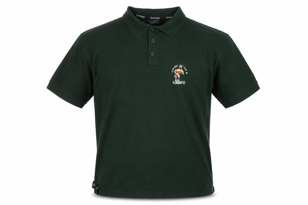 Guinness Men’s Green L Toucan Embroidered Cotton Polo Shirt