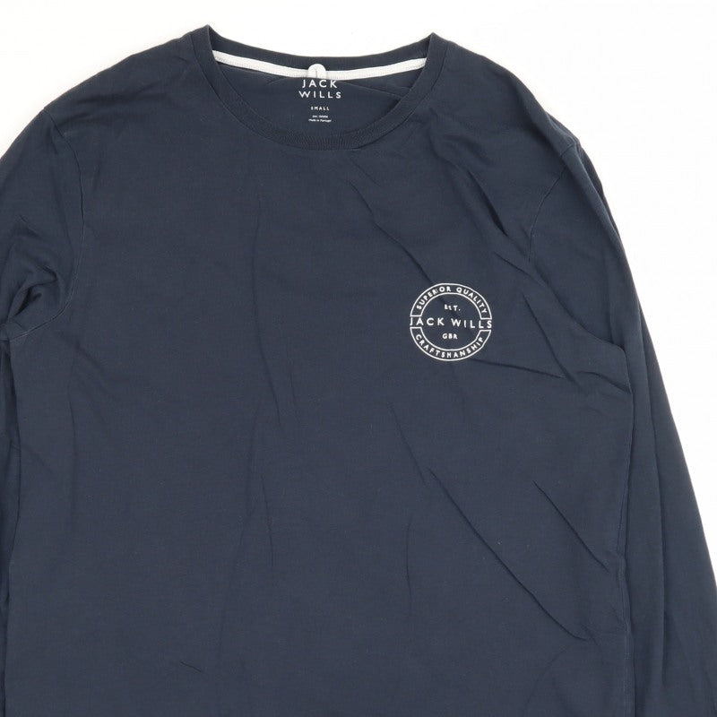 Jack Wills Men’s Navy Small Logo Long Sleeve Crew Neck T-Shirt