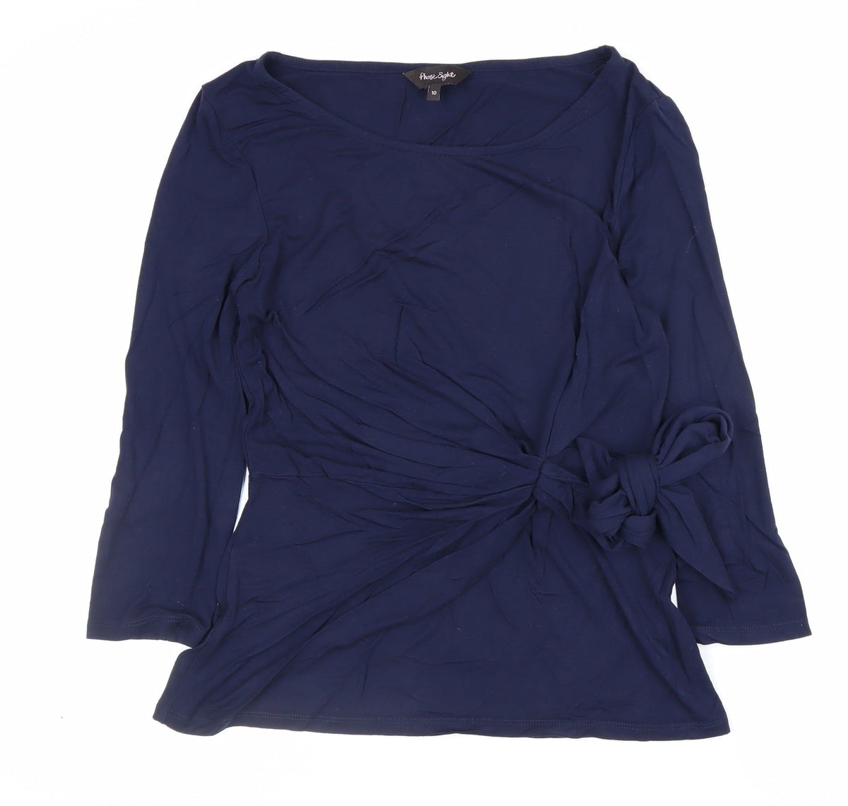 Phase Eight Women Blue Size 10 Wrap Tie Long Sleeve Jersey Blouse