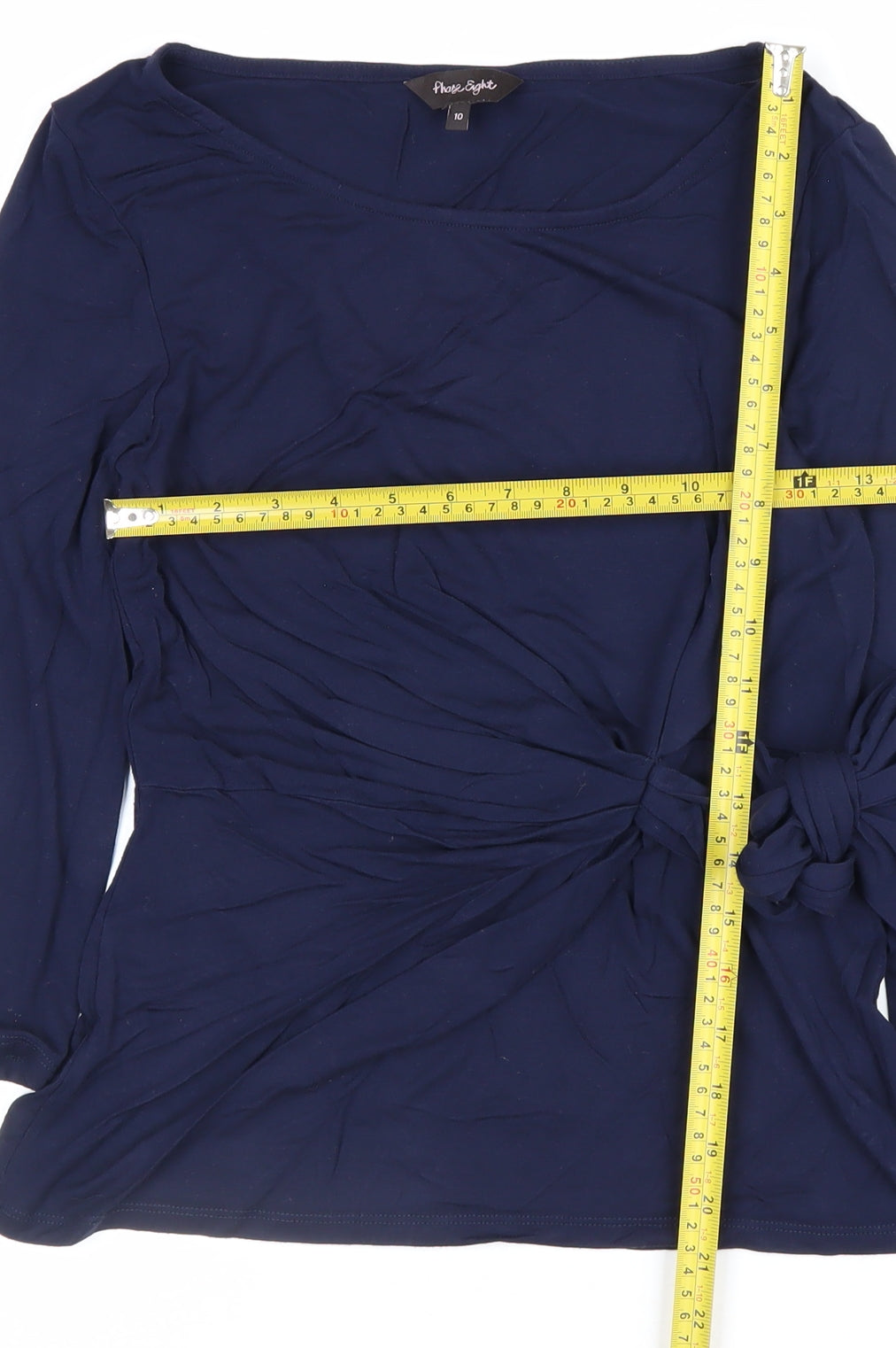 Phase Eight Women Blue Size 10 Wrap Tie Long Sleeve Jersey Blouse