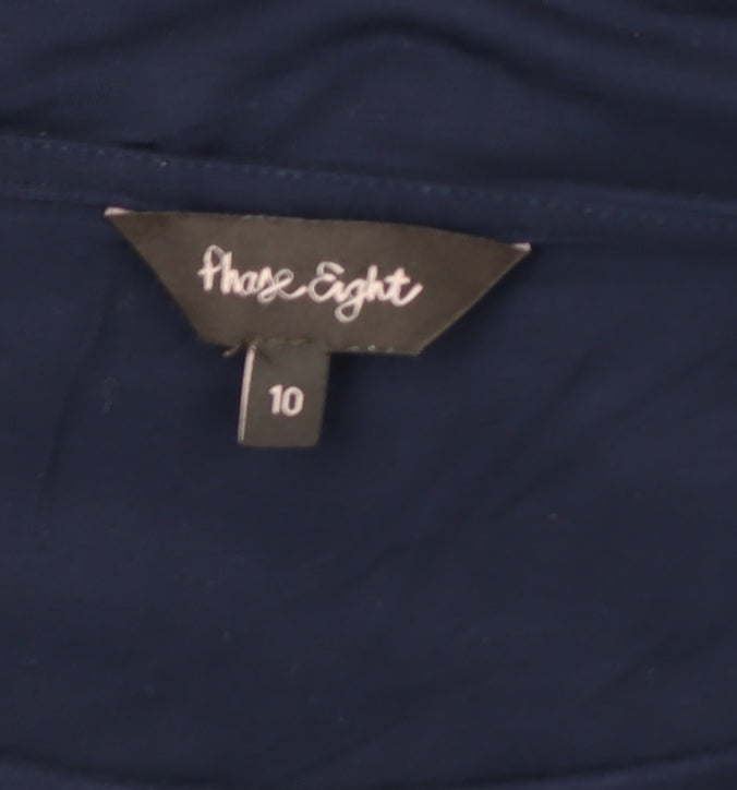Phase Eight Women Blue Size 10 Wrap Tie Long Sleeve Jersey Blouse