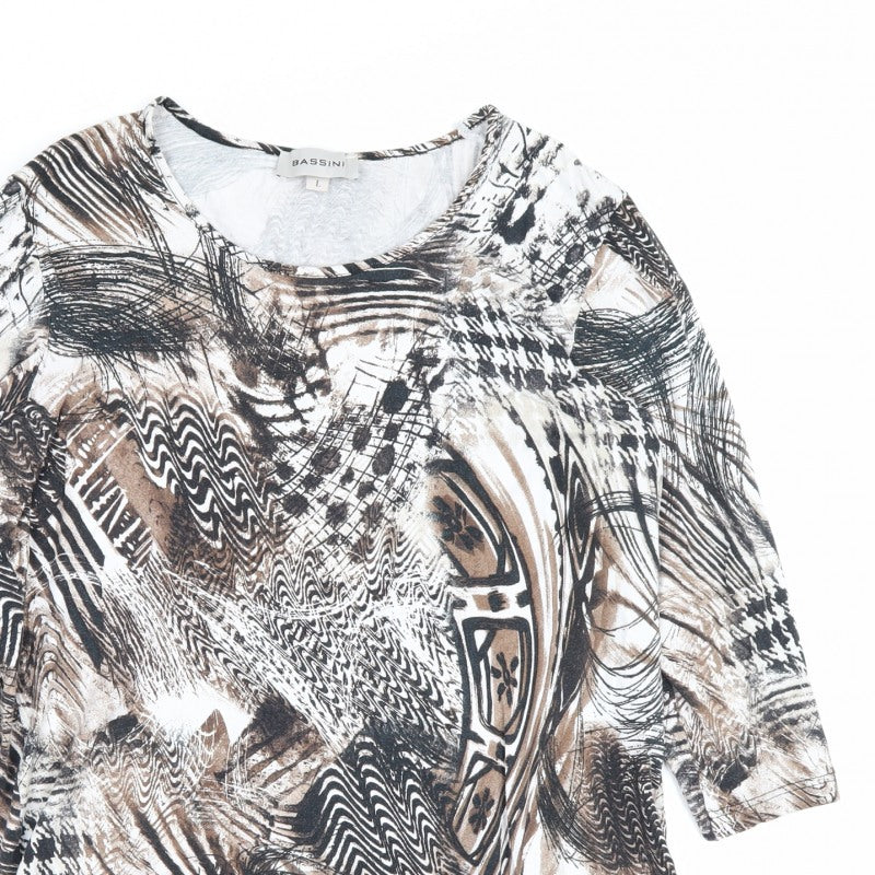 Bassini Women Multicoloured L V-Neck 3/4 Sleeve Viscose Jersey Top
