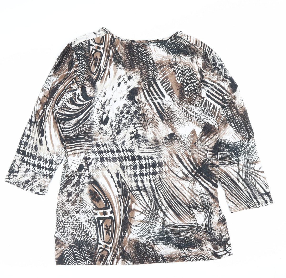 Bassini Women Multicoloured L V-Neck 3/4 Sleeve Viscose Jersey Top