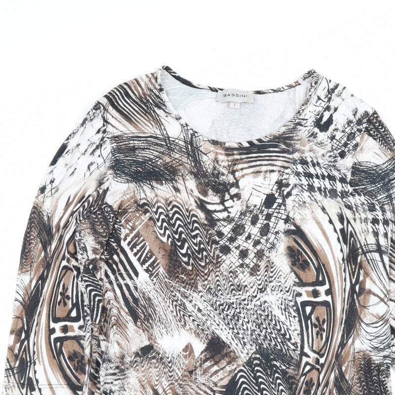 Bassini Women Multicoloured L V-Neck 3/4 Sleeve Viscose Jersey Top