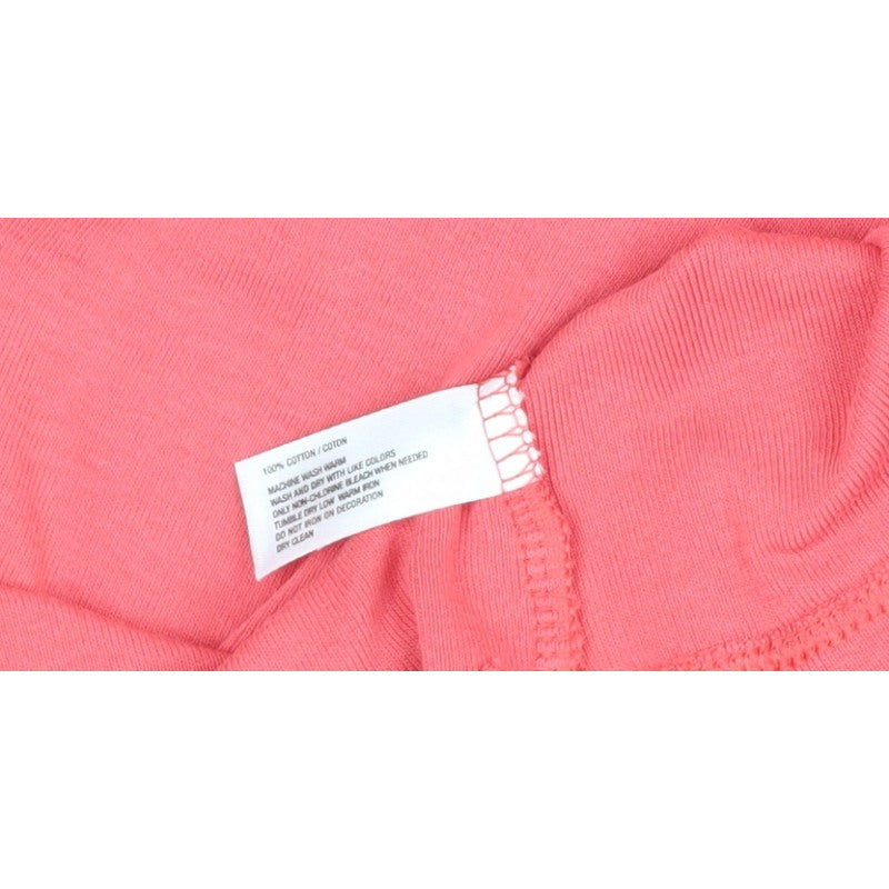 Gap Women Pink L Basic Cotton Long Sleeve Scoop Neck T-Shirt