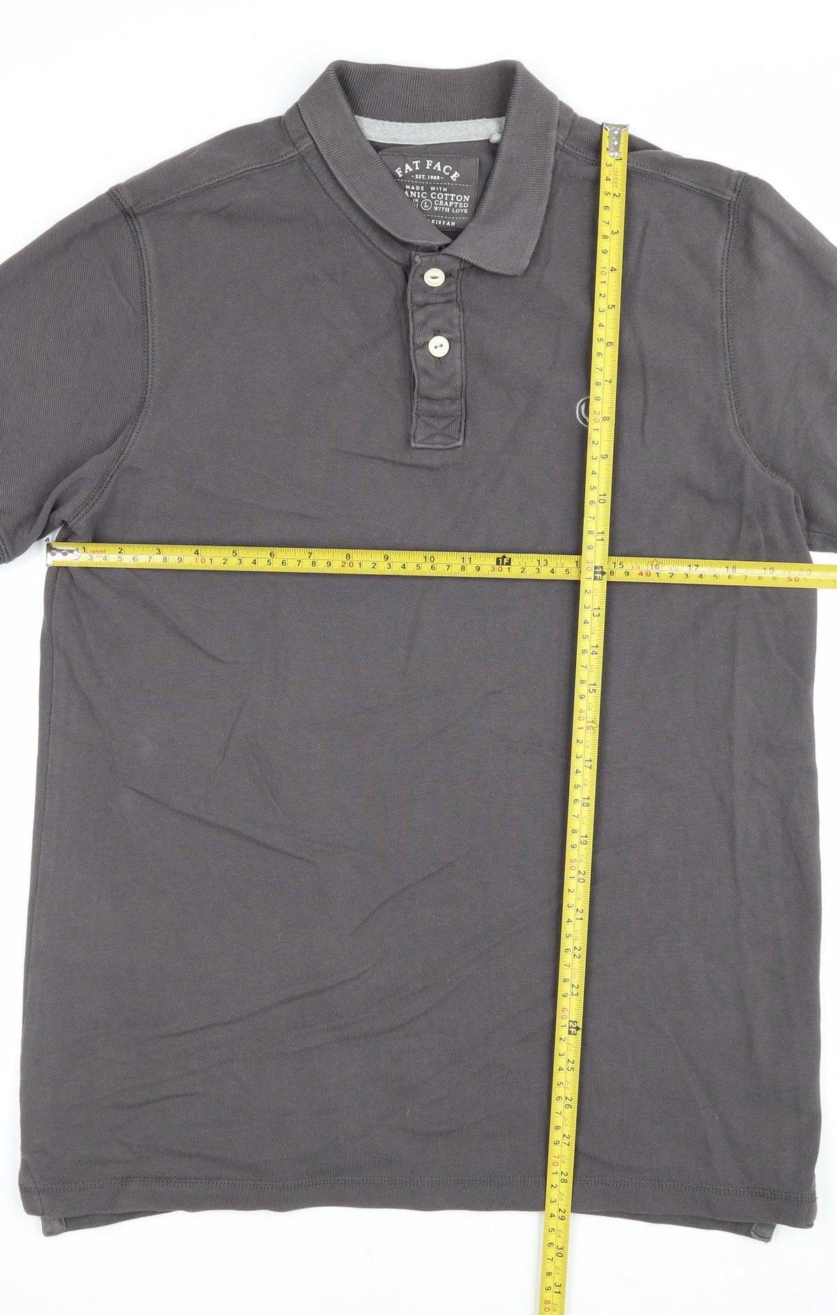 Fat Face Men’s Grey Size L Organic Cotton Short Sleeve Polo Shirt