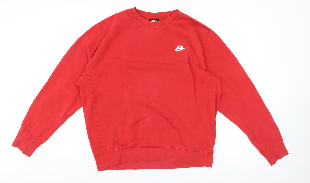 Nike Men’s Red L Pullover Crew Neck Logo Fleece Sweatshirt