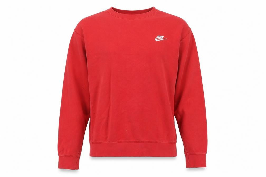 Nike Men’s Red L Pullover Crew Neck Logo Fleece Sweatshirt