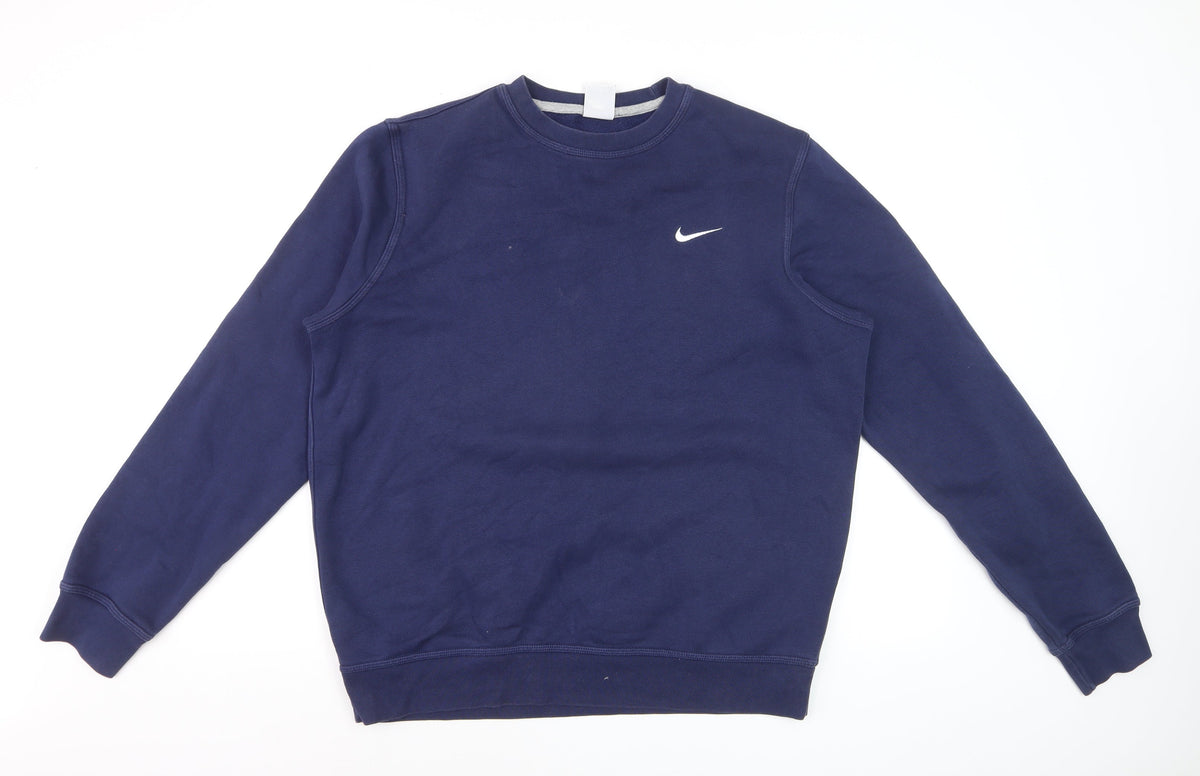 Nike Men’s Navy L Pullover Crew Neck Logo Sweatshirt