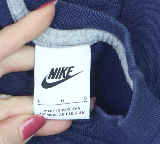 Nike Men’s Navy L Pullover Crew Neck Logo Sweatshirt