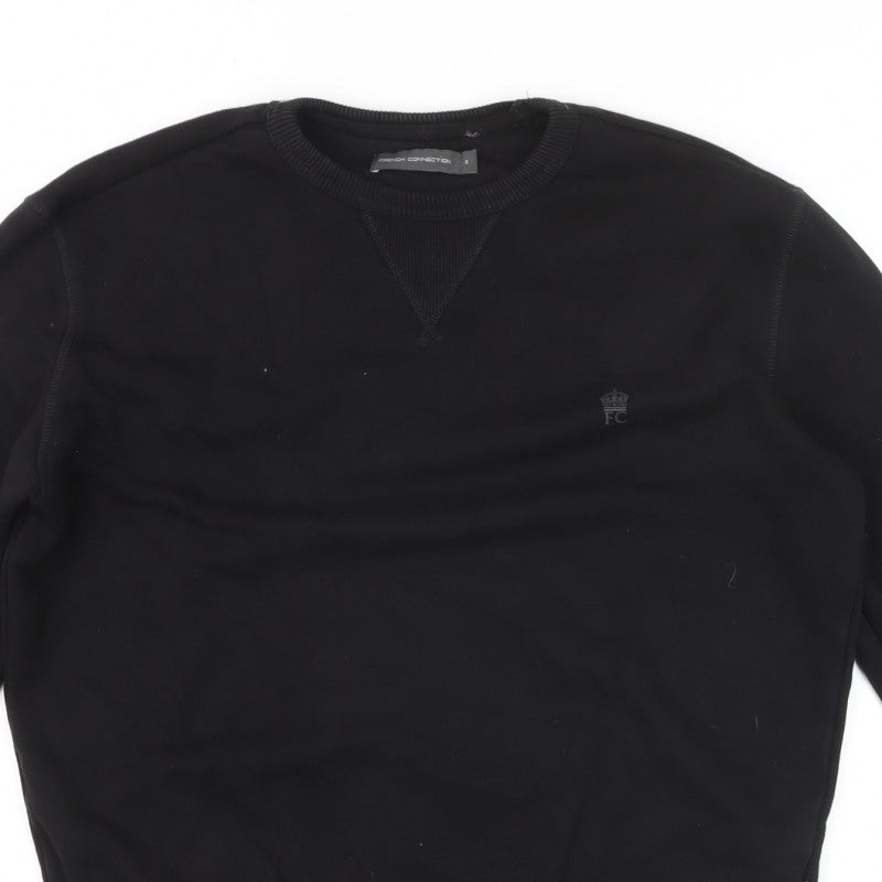 French Connection Men’s Black Small Logo Crew Neck Pullover Sweatshirt S
