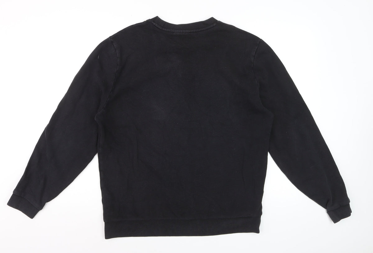 ASOS Men Black L Crew Neck Pullover Cotton Sweatshirt
