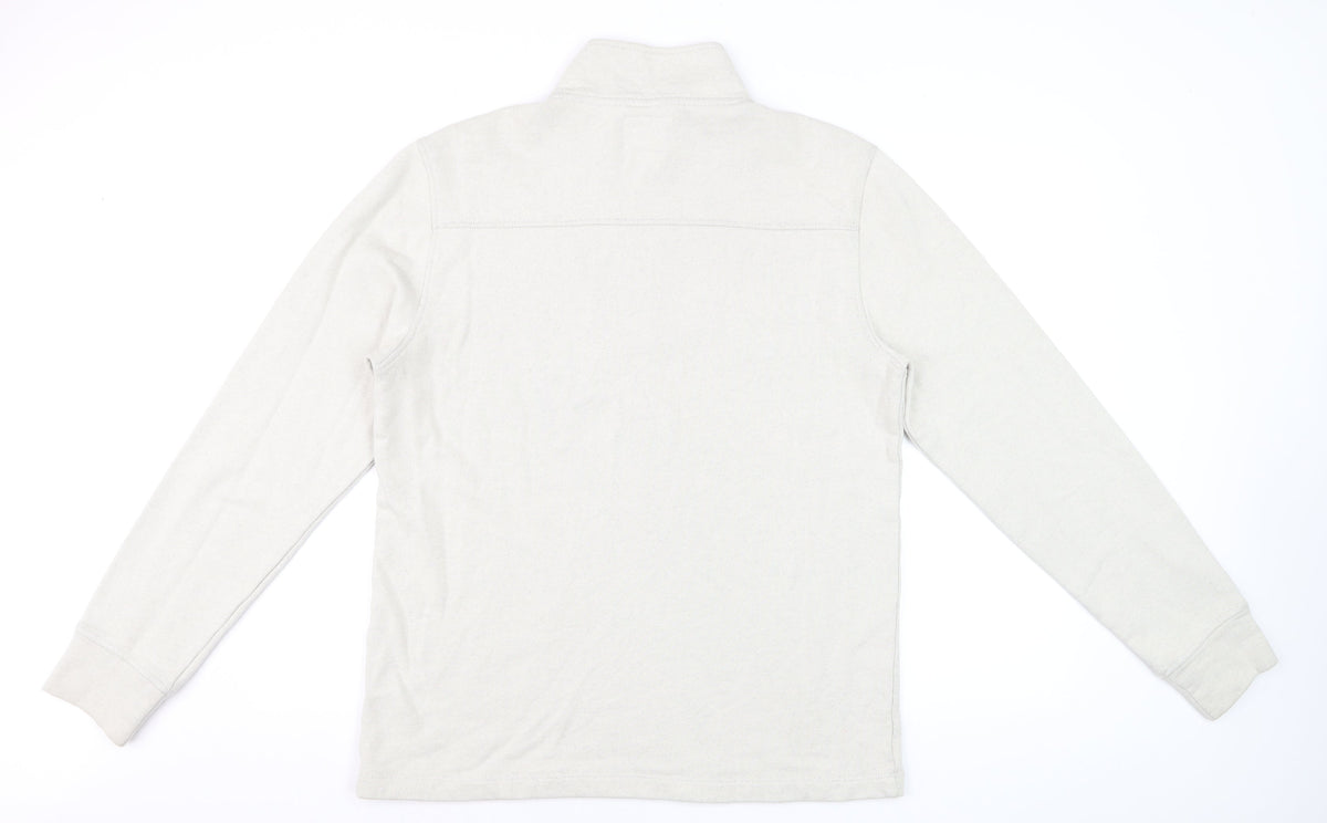 White Stuff Men’s Beige S Half Zip High Neck Cotton Pullover Sweatshirt