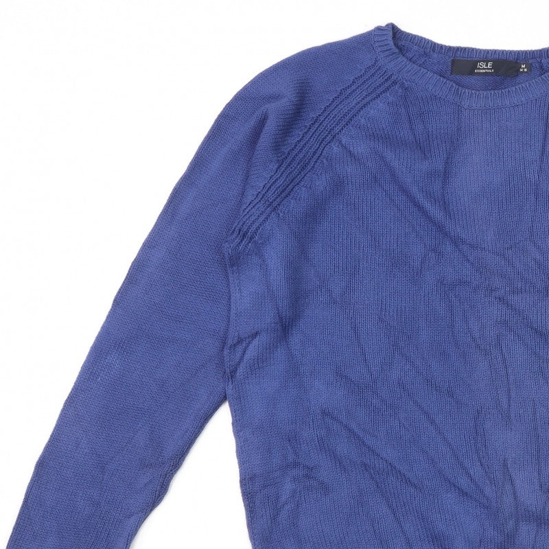 ISLE Essentials Women’s Blue Cotton Crew Neck Jumper UK 14 Raglan
