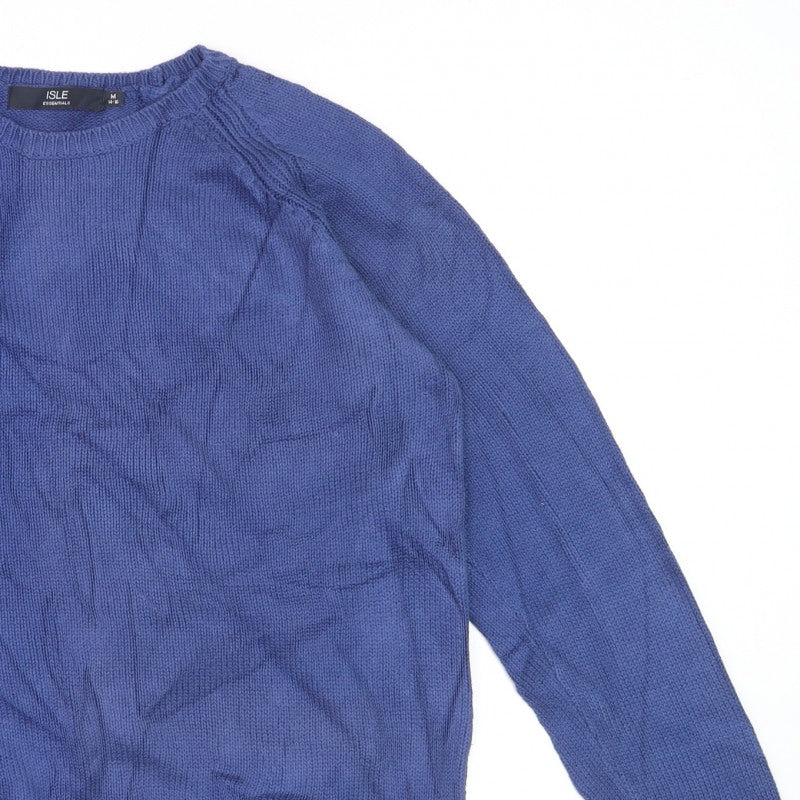 ISLE Essentials Women’s Blue Cotton Crew Neck Jumper UK 14 Raglan
