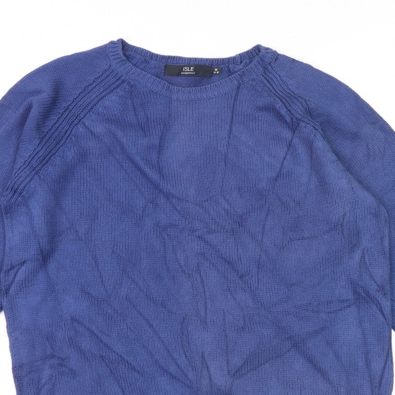 ISLE Essentials Women’s Blue Cotton Crew Neck Jumper UK 14 Raglan