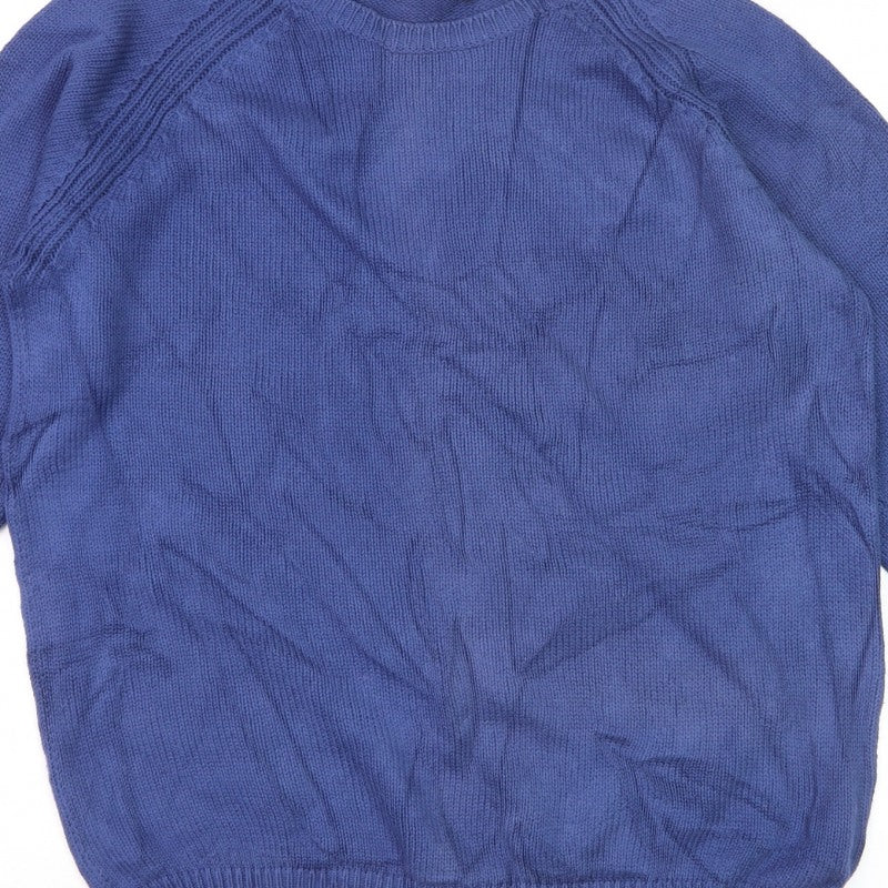 ISLE Essentials Women’s Blue Cotton Crew Neck Jumper UK 14 Raglan