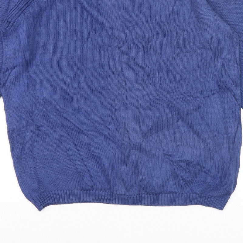 ISLE Essentials Women’s Blue Cotton Crew Neck Jumper UK 14 Raglan