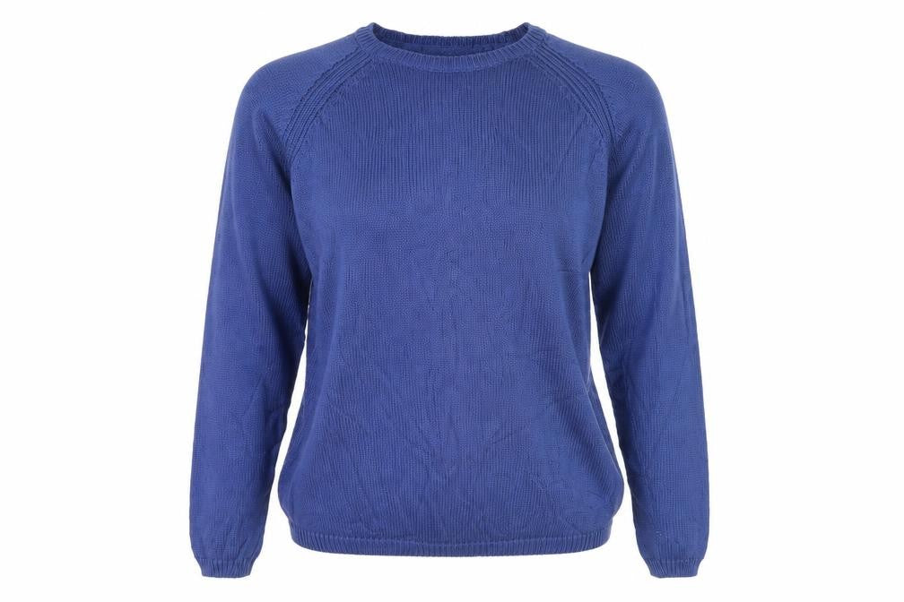 ISLE Essentials Women’s Blue Cotton Crew Neck Jumper UK 14 Raglan