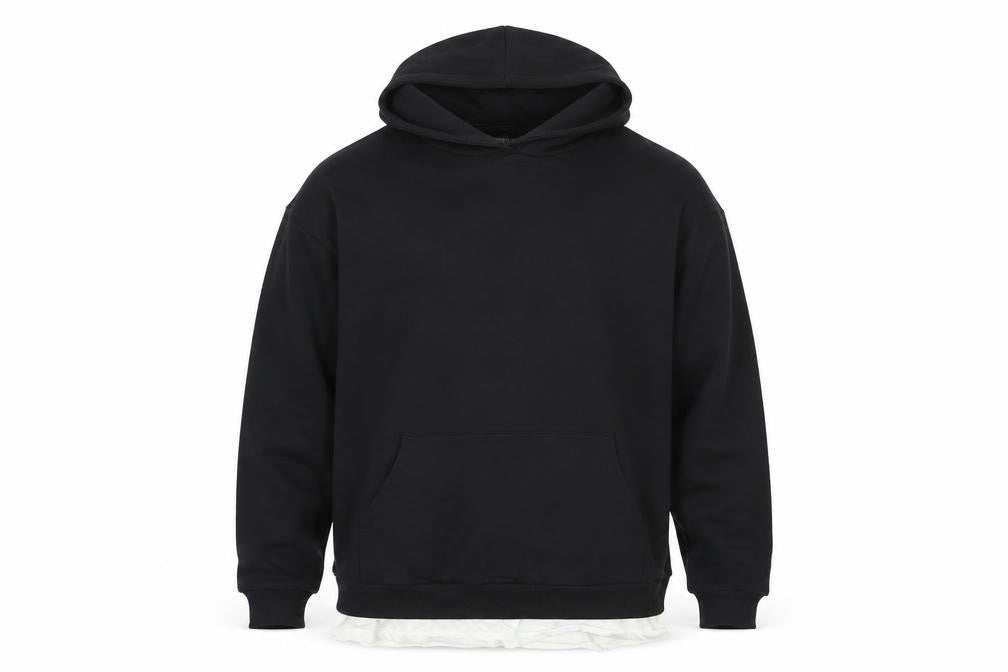 Front view of ASOS Design Men’s Black L Pullover Graphic Print Hoodie