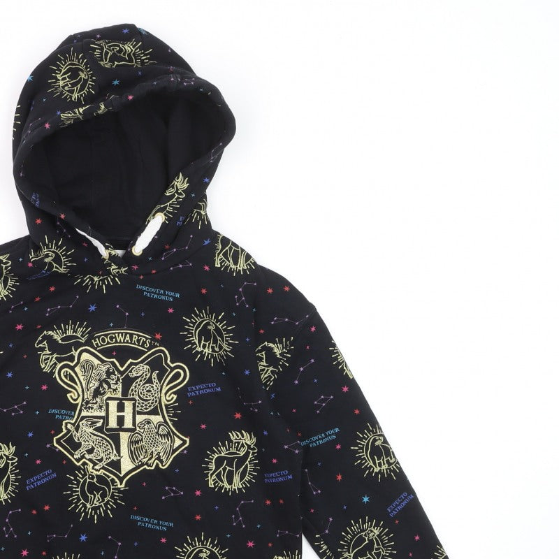 M&S Boys Black 10-11 Years Harry Potter Hogwarts Graphic Pullover Hoodie
