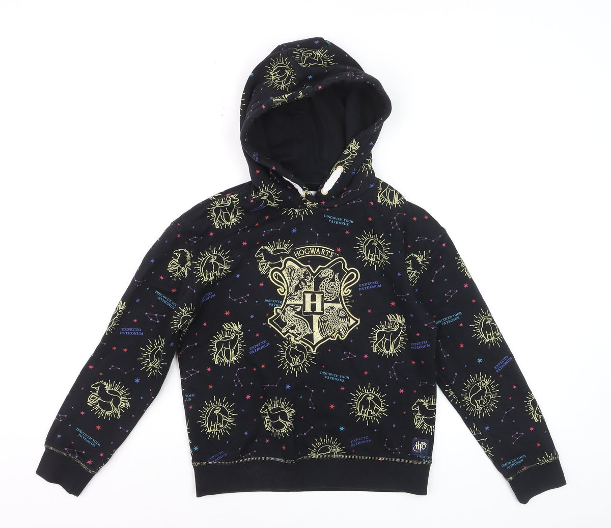 M&S Boys Black 10-11 Years Harry Potter Hogwarts Graphic Pullover Hoodie