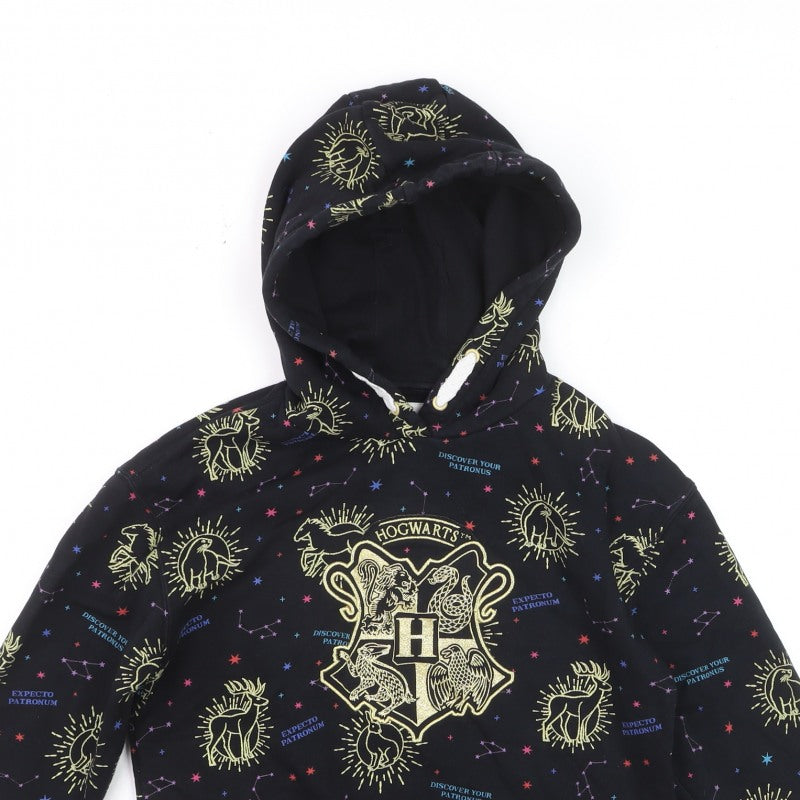 M&S Boys Black 10-11 Years Harry Potter Hogwarts Graphic Pullover Hoodie