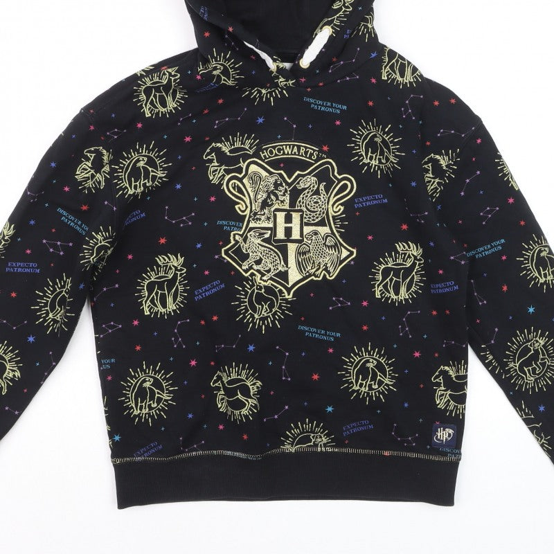 M&S Boys Black 10-11 Years Harry Potter Hogwarts Graphic Pullover Hoodie