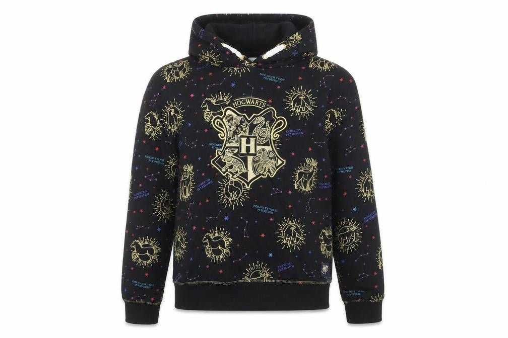 M&S Boys Black 10-11 Years Harry Potter Hogwarts Graphic Pullover Hoodie