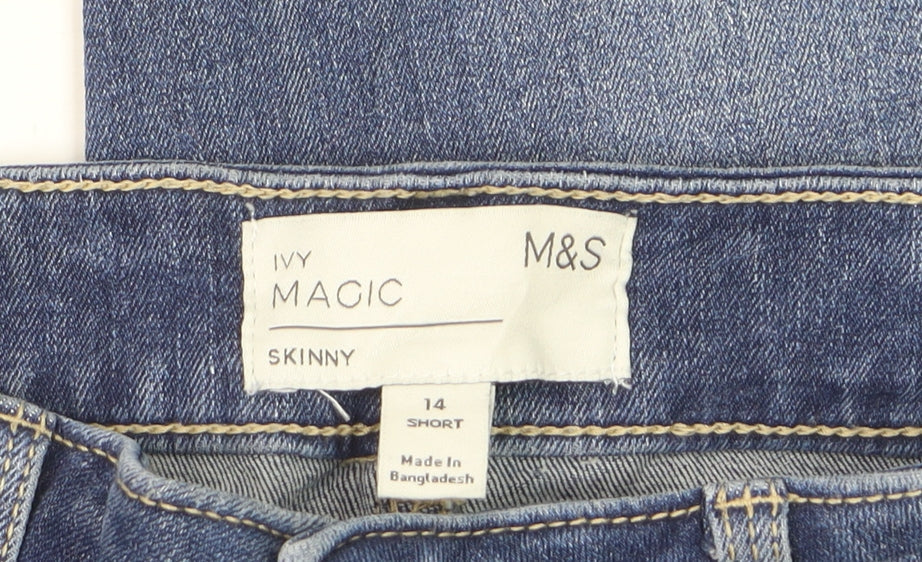 Marks and Spencer Women Blue Size 14 Short Ivy Magic Skinny Jeans