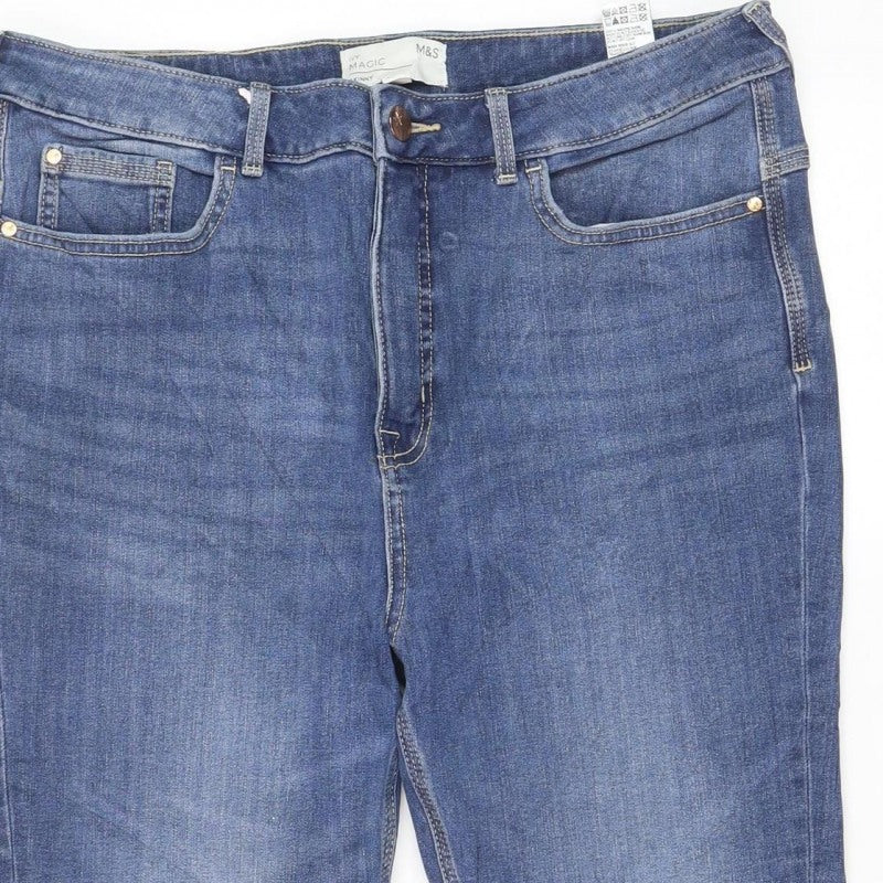 Marks and Spencer Women Blue Size 14 Short Ivy Magic Skinny Jeans