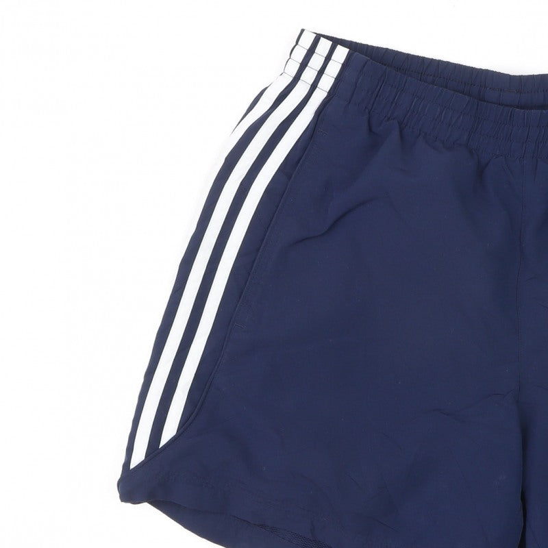 Adidas Men's Blue M Climlite 3 Stripe Running Swim Shorts Lined