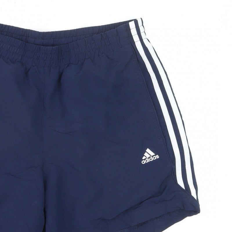 Adidas Men's Blue M Climlite 3 Stripe Running Swim Shorts Lined