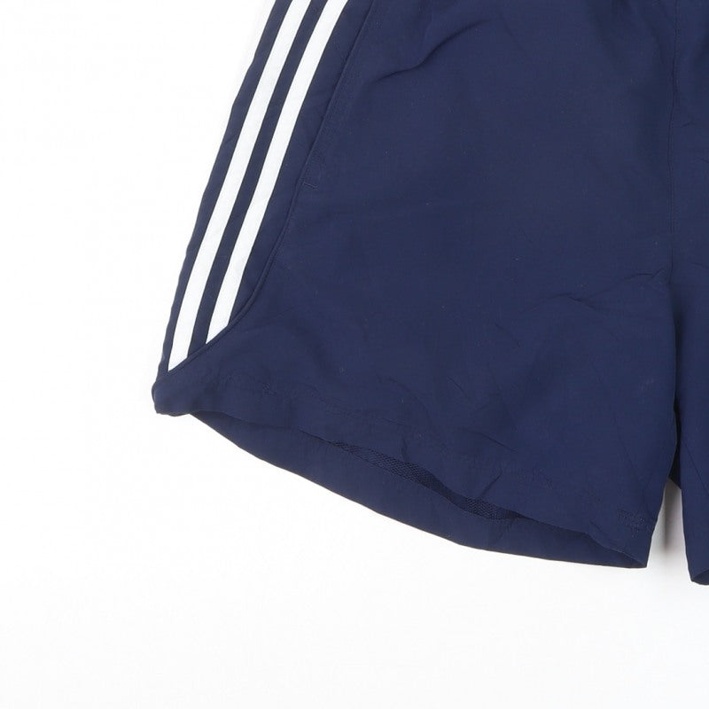 Adidas Men's Blue M Climlite 3 Stripe Running Swim Shorts Lined