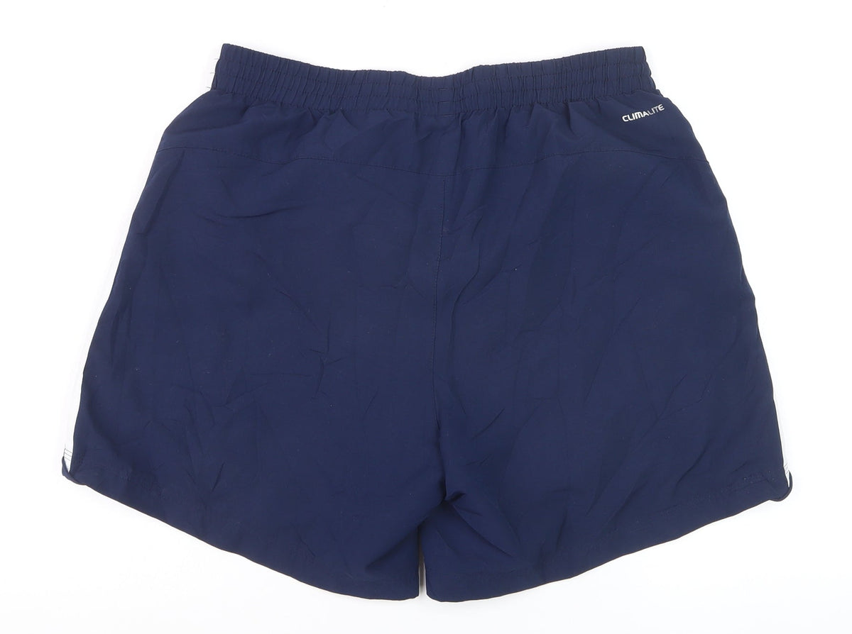 Adidas Men's Blue M Climlite 3 Stripe Running Swim Shorts Lined