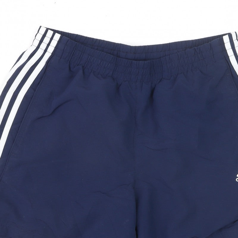 Adidas Men's Blue M Climlite 3 Stripe Running Swim Shorts Lined