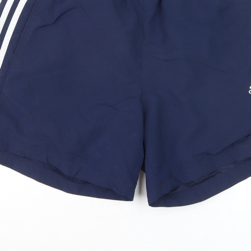Adidas Men's Blue M Climlite 3 Stripe Running Swim Shorts Lined