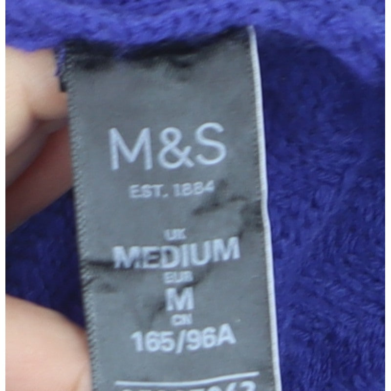 M&S Women Purple M Roll Neck Button Shoulder Knit Jumper
