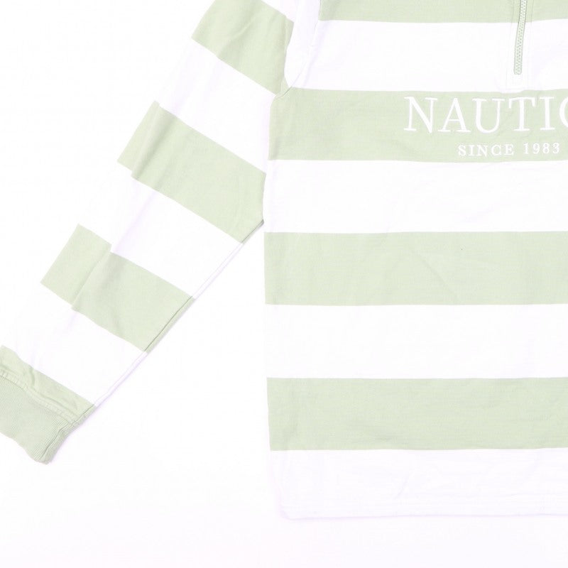 Nautica Men Multicoloured M 1/4 Zip Striped Logo Sweatshirt
