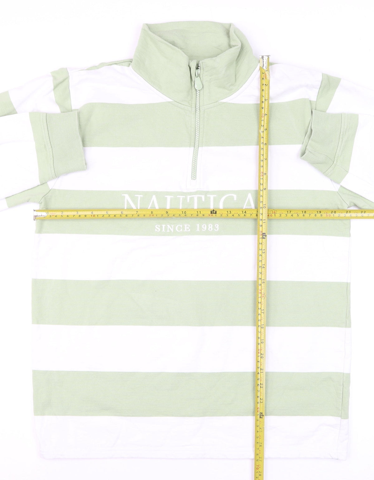 Nautica Men Multicoloured M 1/4 Zip Striped Logo Sweatshirt